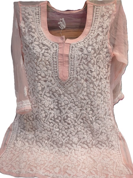 Chikankari chiffon Jaal short Kurti