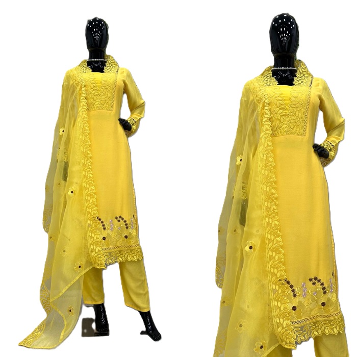 Muslin Embroidered Salwar Suit