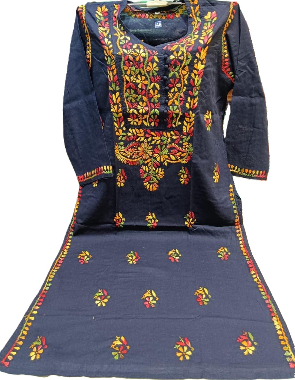 Hand Embroidered Multi Dhaga Cotton Kurti