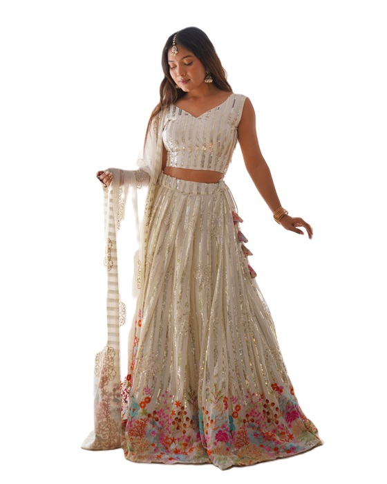 Faux Georgette Top Lehenga