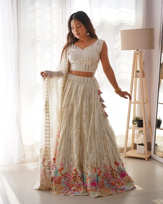 Faux Georgette Top Lehenga