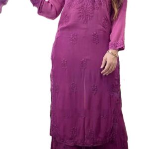 Chain-Stitch Designer Rayon Suit and Palazzo