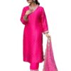 Rose Pink Chanderi Silk Suit