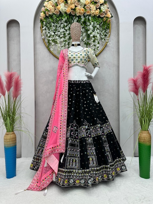 Lehenga with Sequin-Zari Embroidery