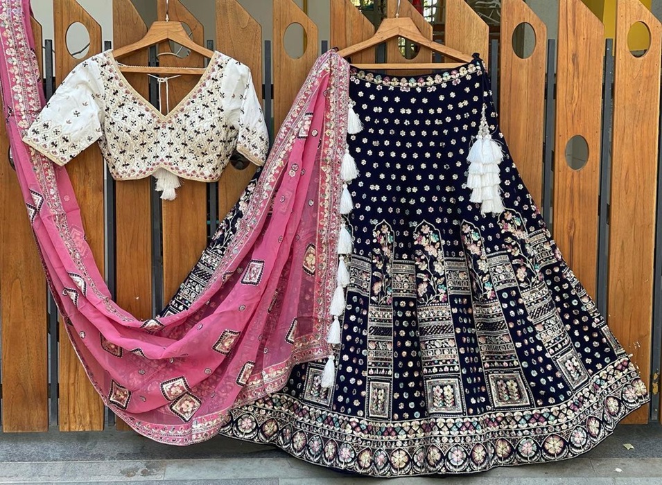 Lehenga with Sequin-Zari Embroidery