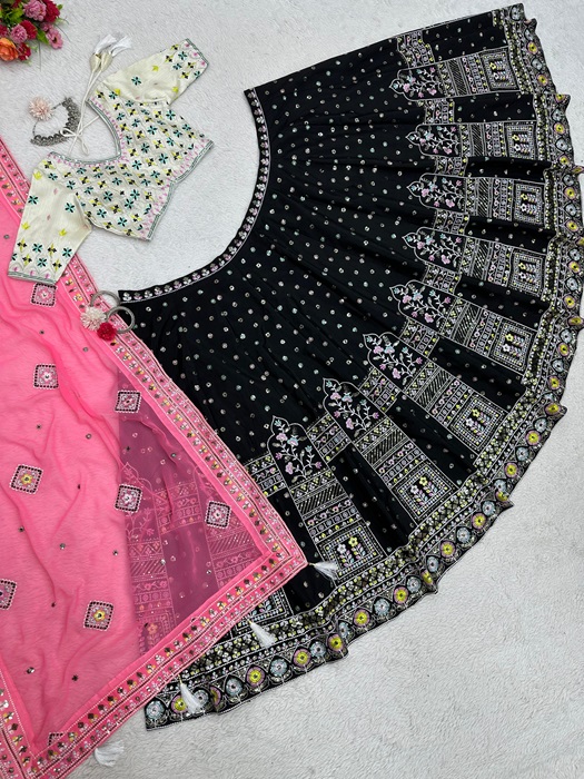 Lehenga with Sequin-Zari Embroidery