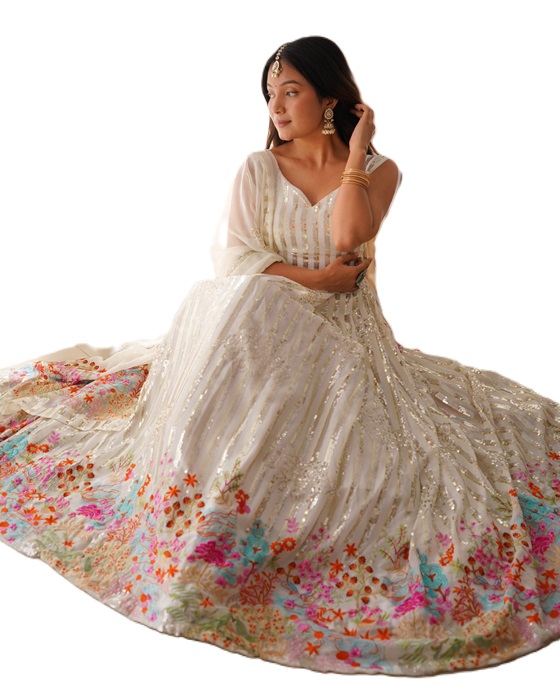 Faux Georgette Top Lehenga