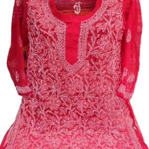 Chikankari chiffon Jaal short Kurti