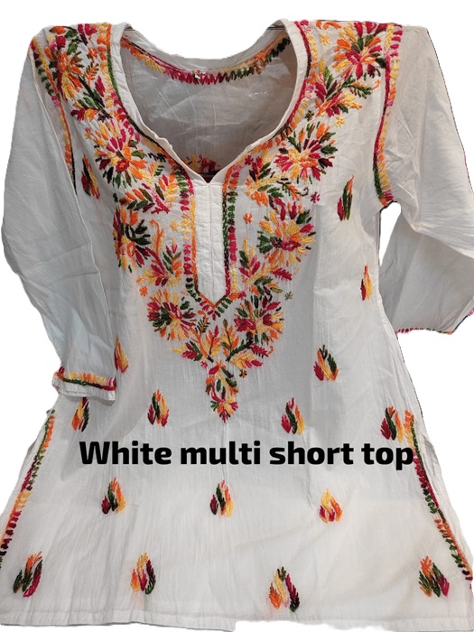 Lucknowi Chikankari Short Kurti