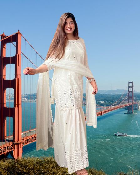 Embroidery work Kurti with Designer Sarara