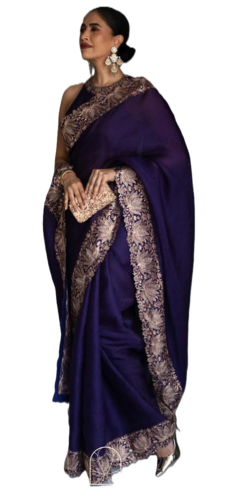 Saree on Faux Georgette Fabric with Thread & Sequin Work