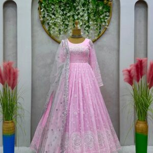 Faux Georgette Designer Suit with sequins and thread work : For Special Occasions