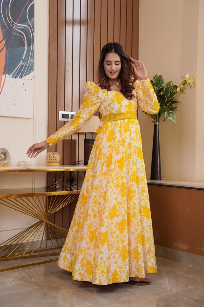 Stylish Long Gown in Faux Georgette