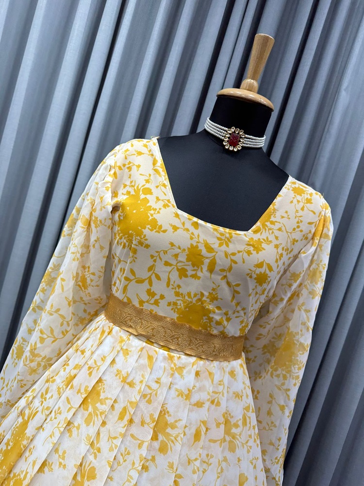 Stylish Long Gown in Faux Georgette