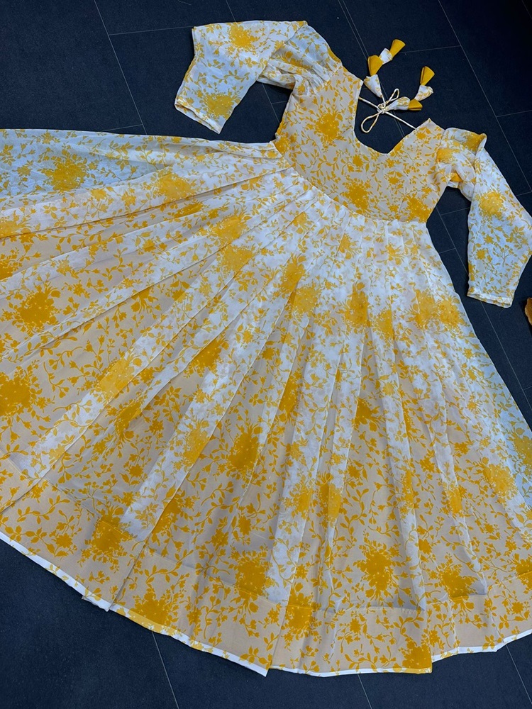 Stylish Long Gown in Faux Georgette