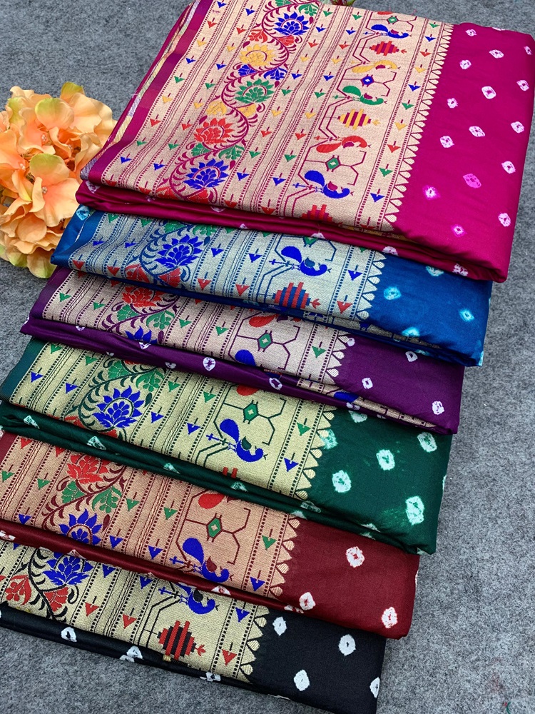 Premium Paithani Bandhej Silk Saree