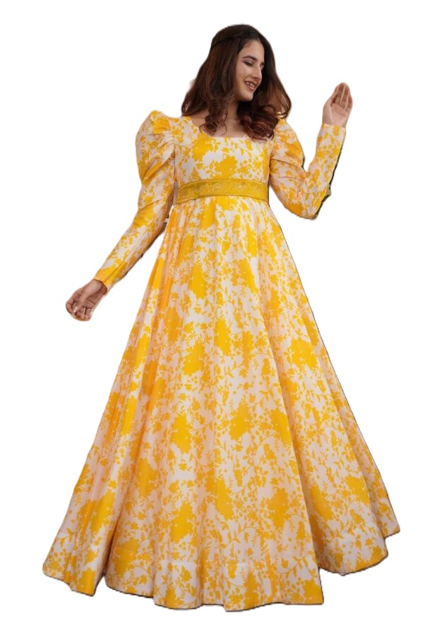 Stylish Long Gown in Faux Georgette