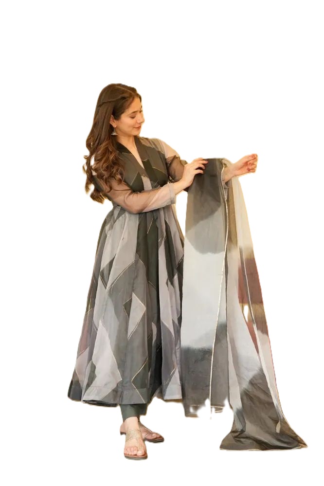 Tabby Silk Organza Kurta and Dupatta Set