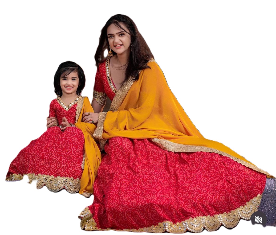 Embroidered Party Wear Suit : Mom and Daughter Combo