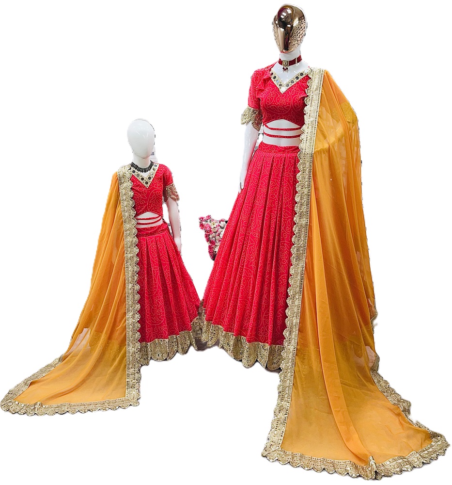 Embroidered Party Wear Suit : Mom and Daughter Combo