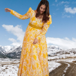 Stylish Long Gown in Faux Georgette