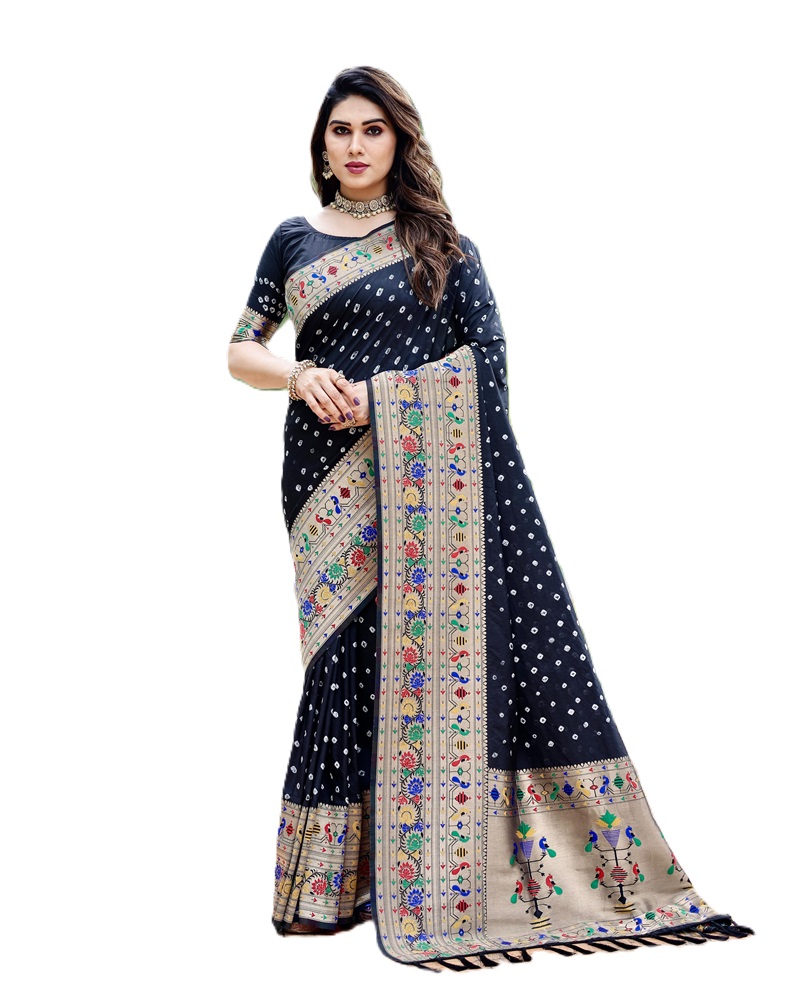 Premium Paithani Bandhej Silk Saree