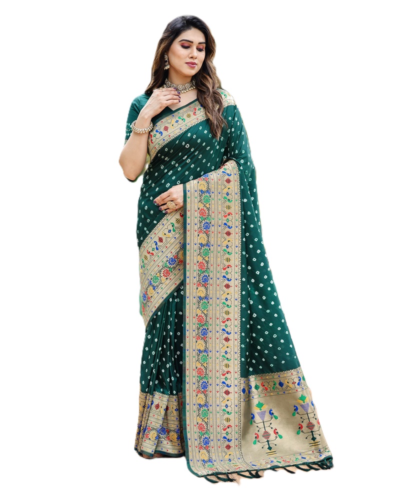 Premium Paithani Bandhej Silk Saree