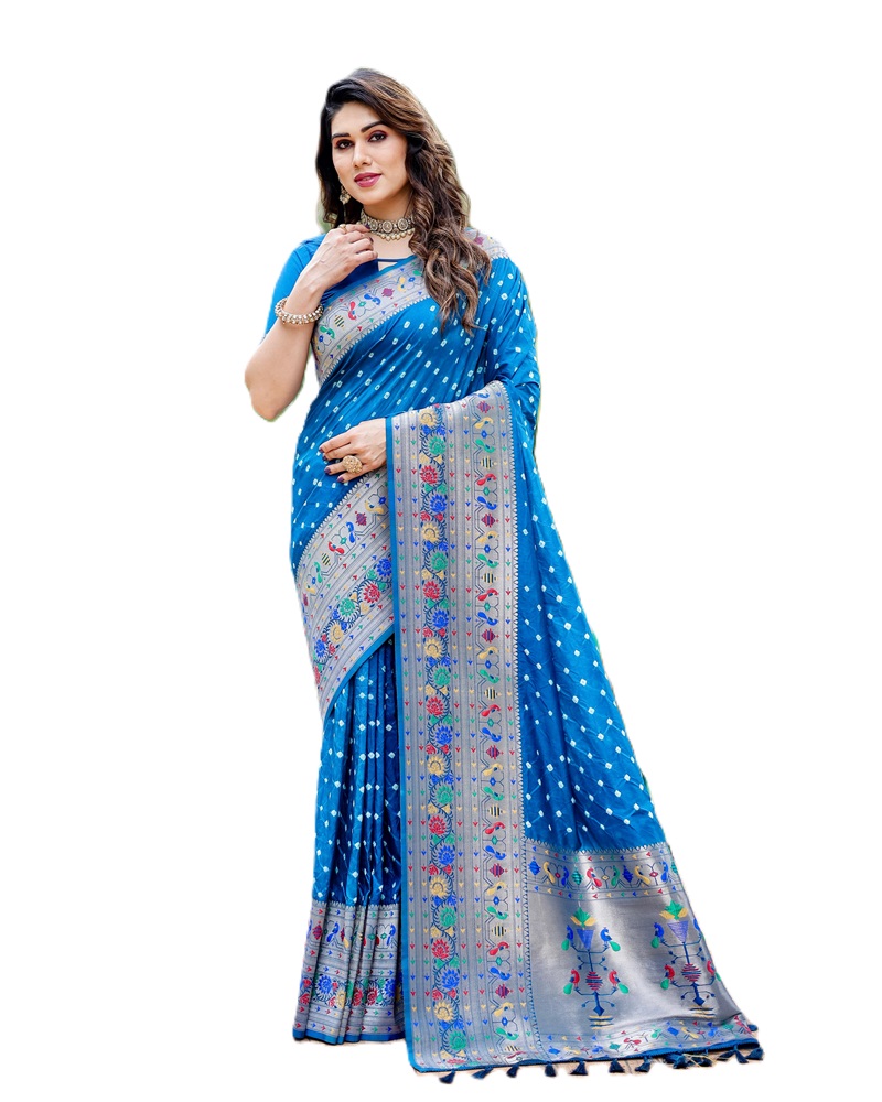 Premium Paithani Bandhej Silk Saree