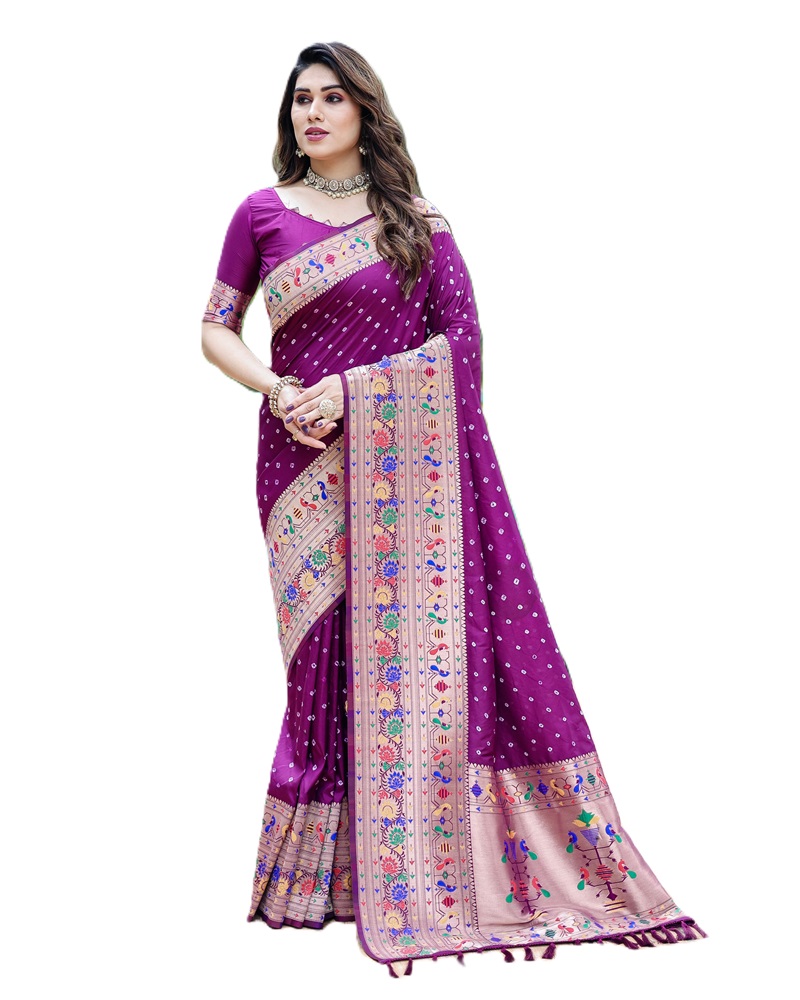 Premium Paithani Bandhej Silk Saree