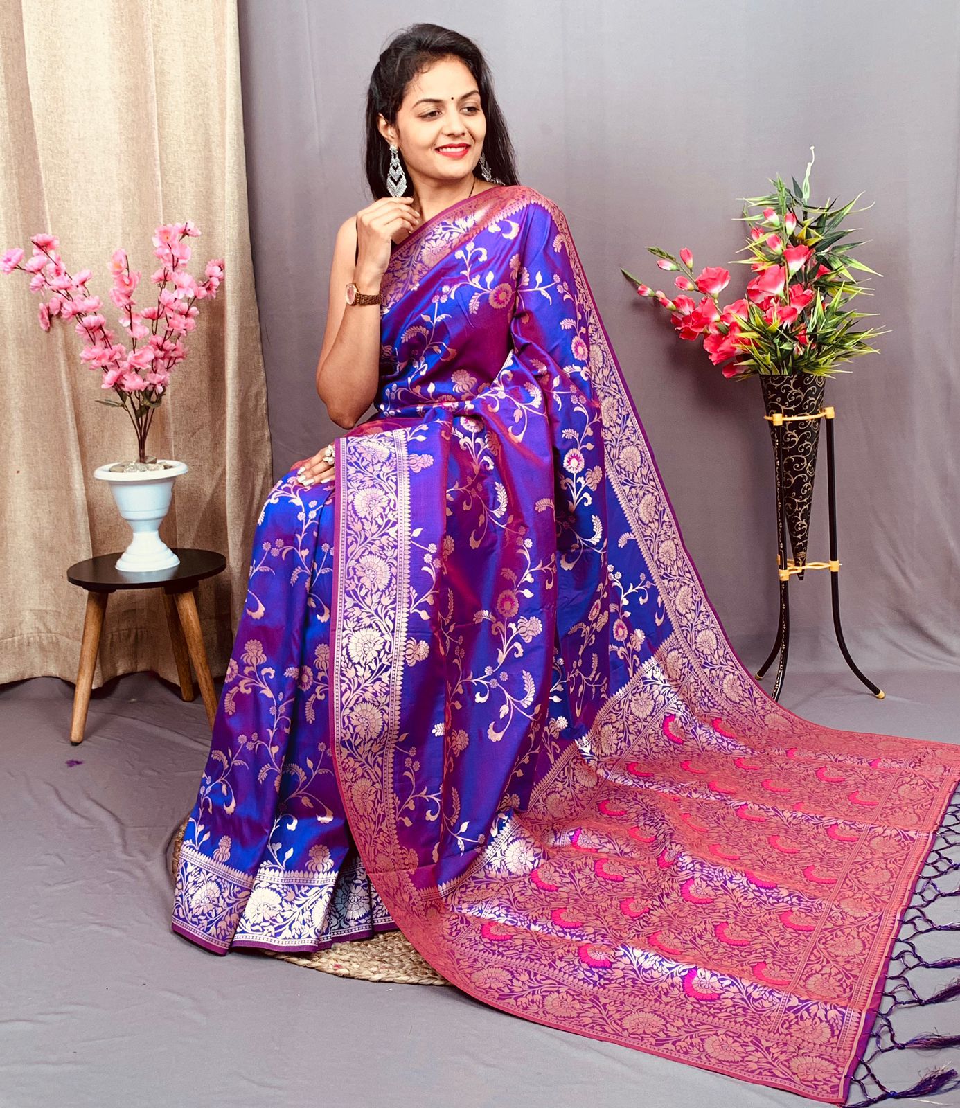 Silk Saree with Minakari