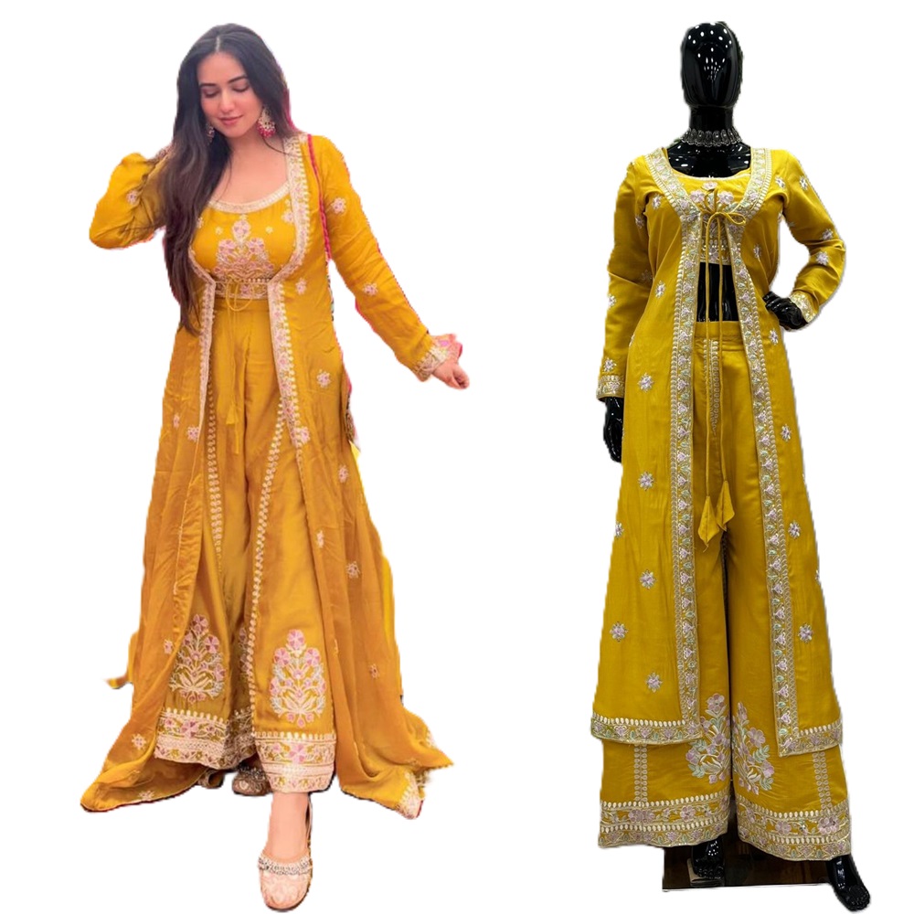 Muslin Palazzo choli koti set