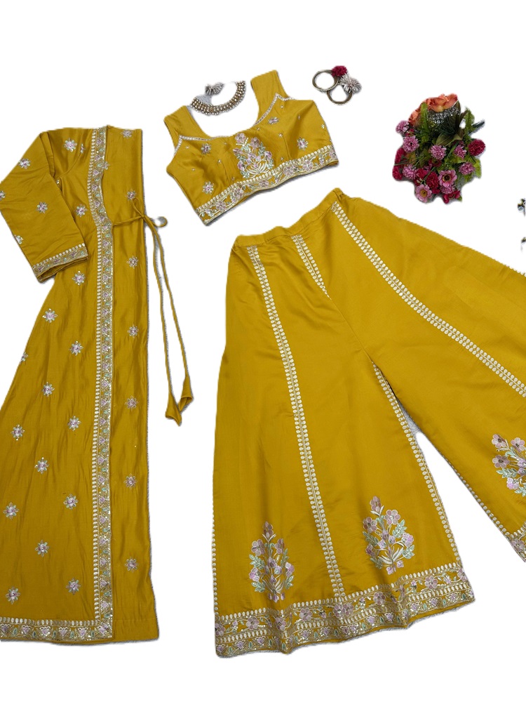 Muslin Palazzo choli koti set
