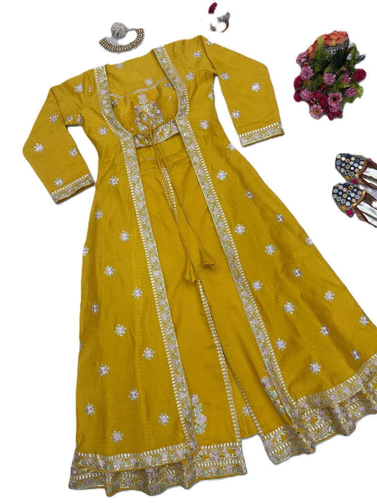 Muslin Palazzo choli koti set