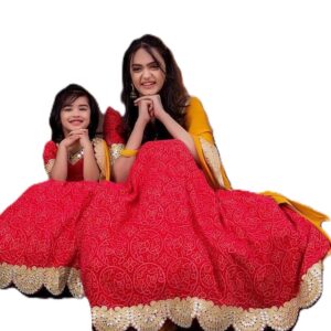 Embroidered Party Wear Suit : Mom and Daughter Combo