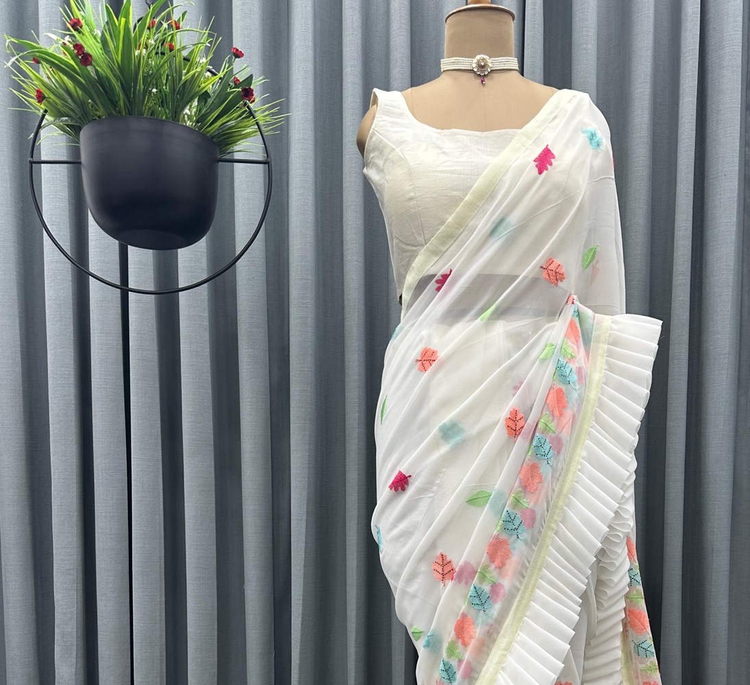 Ruffle Faux Georgette Designer Saree