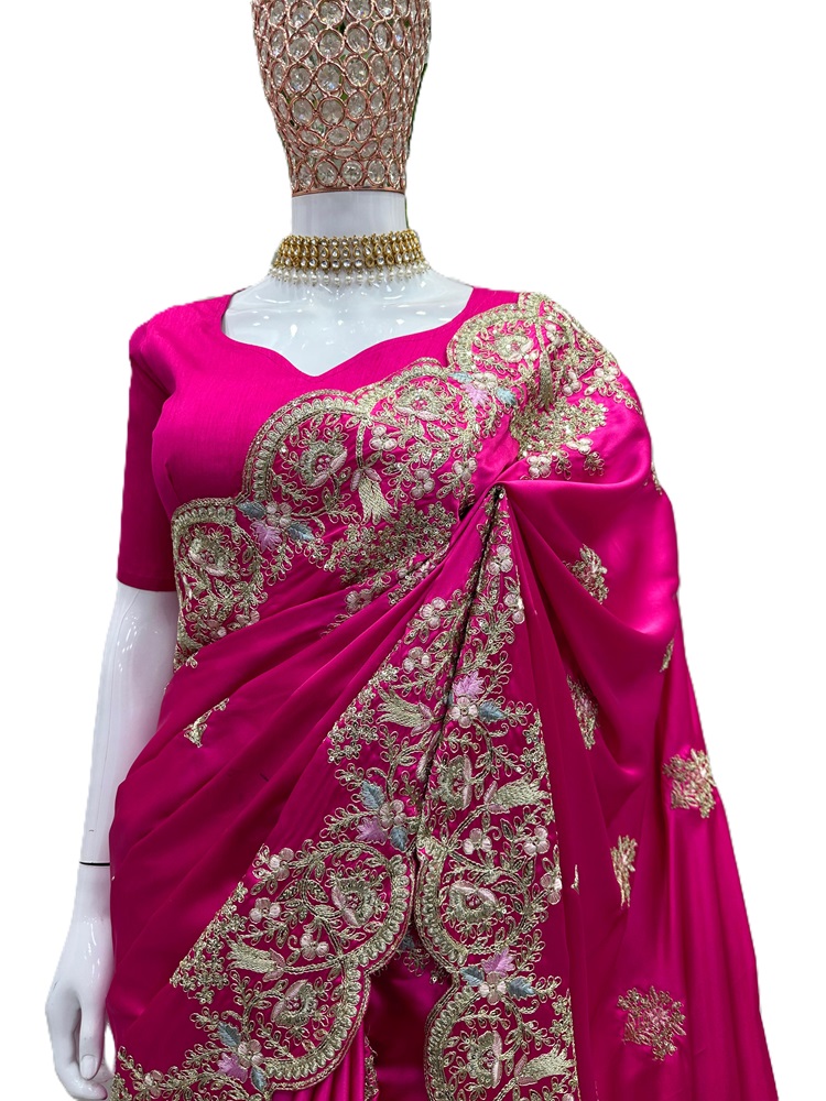 Designer Japan Satin Saree with Coded Sequins