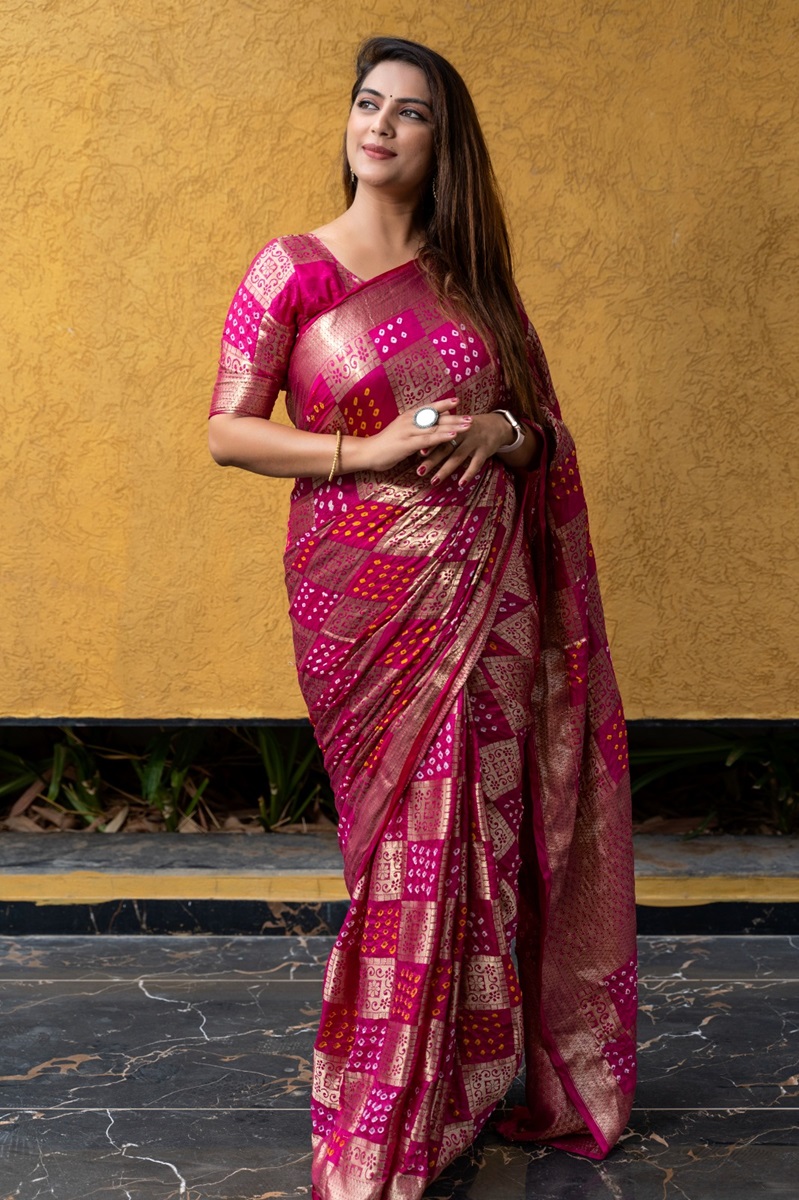 Pure Bandhej Silk saree