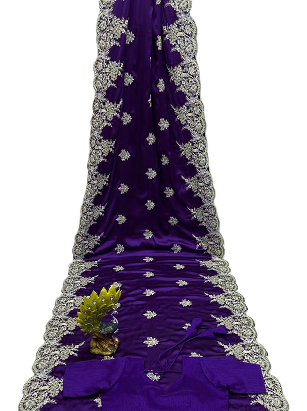 Designer Japan Satin Saree with Coded Sequins