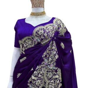Designer Japan Satin Saree with Coded Sequins