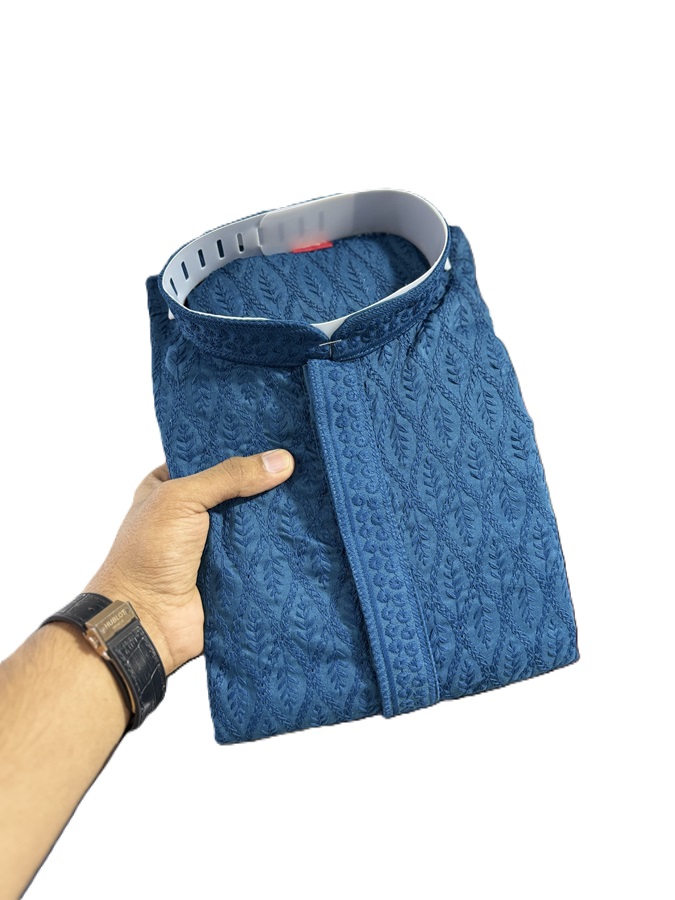 Lucknowi Embroidered Cotton Kurta