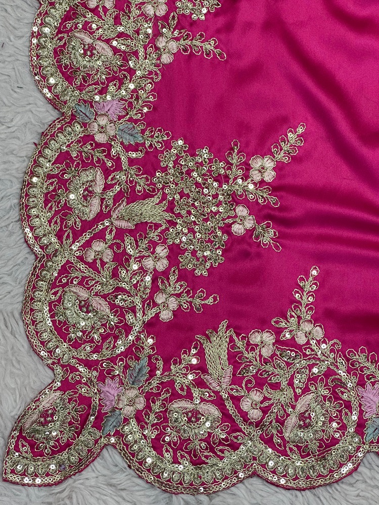 Designer Japan Satin Saree with Coded Sequins