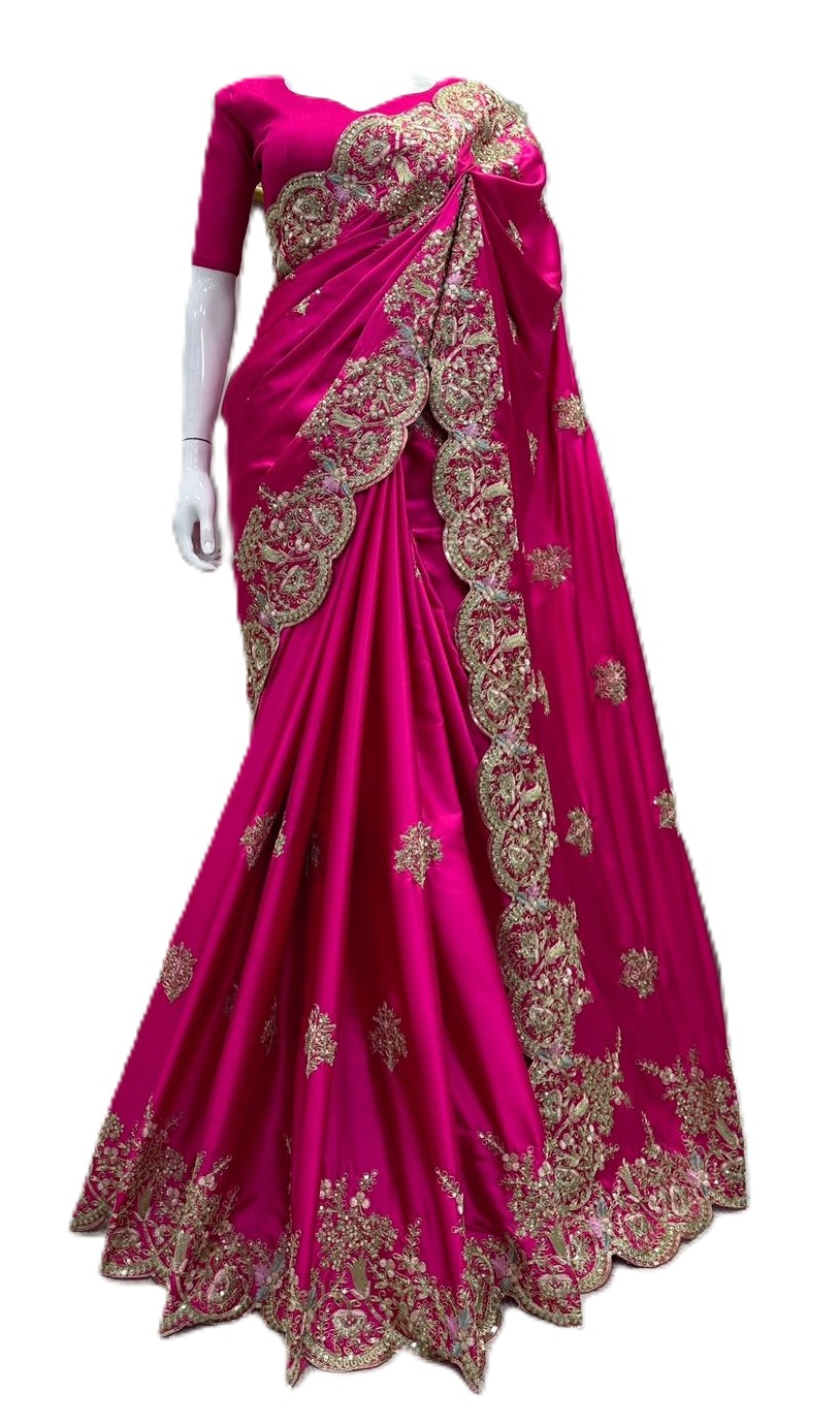 Designer Japan Satin Saree with Coded Sequins