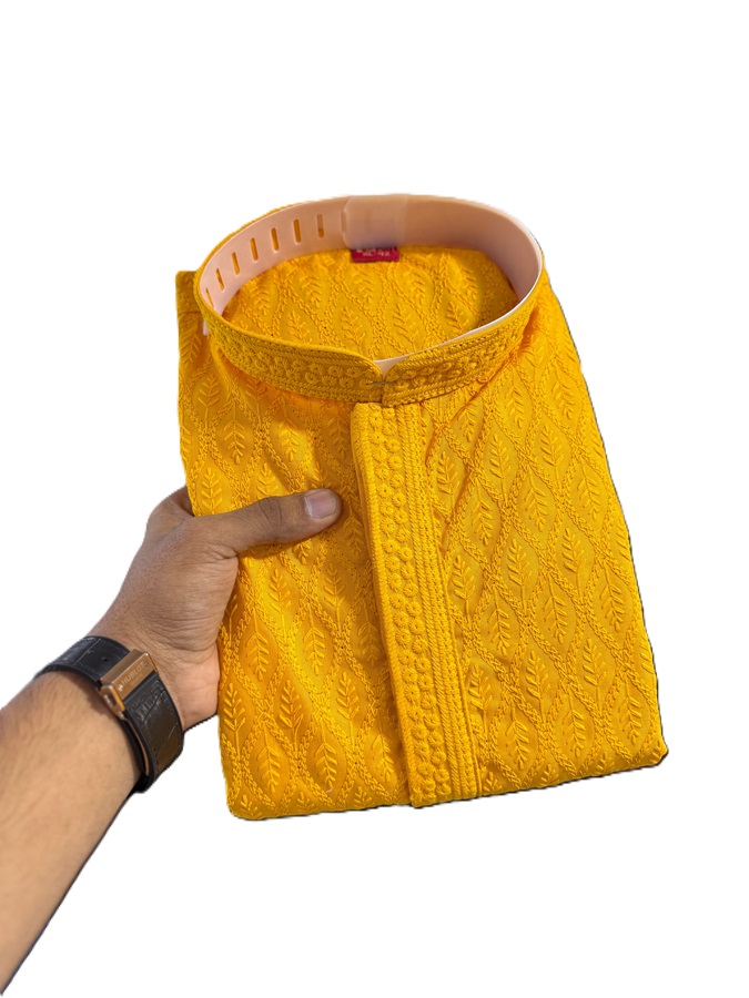 Lucknowi Embroidered Cotton Kurta