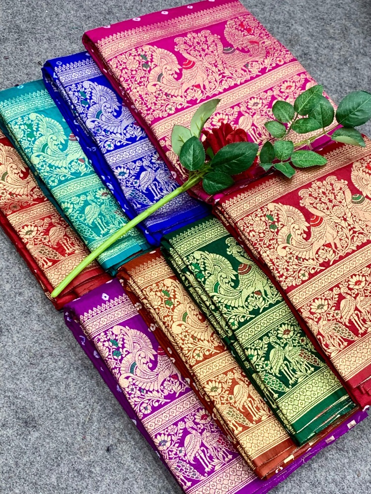 Bandhej Kanjivaram Silk Saree
