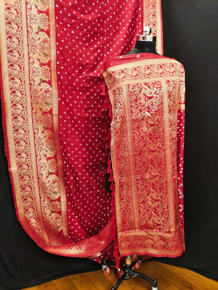 Bandhej Kanjivaram Silk Saree