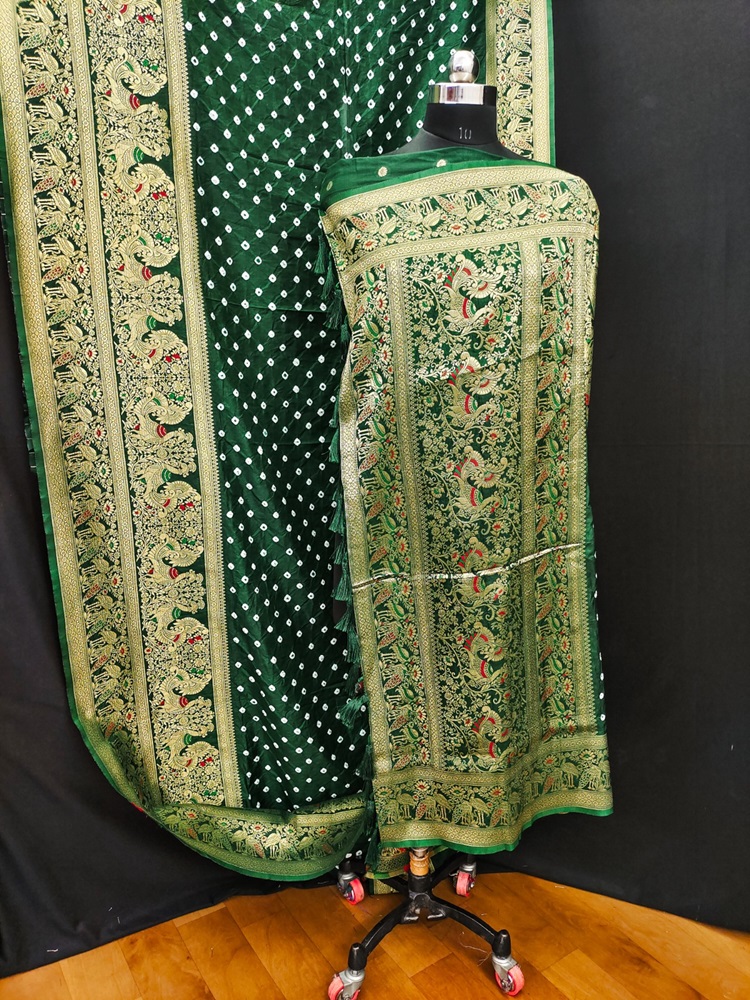Bandhej Kanjivaram Silk Saree