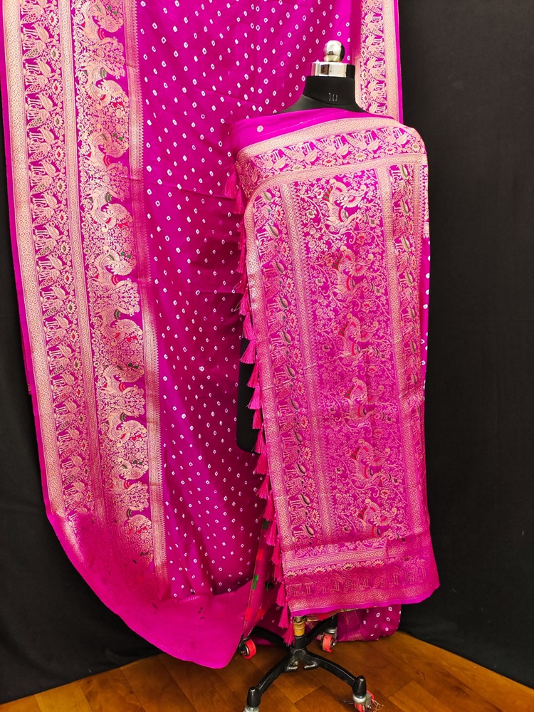 Bandhej Kanjivaram Silk Saree