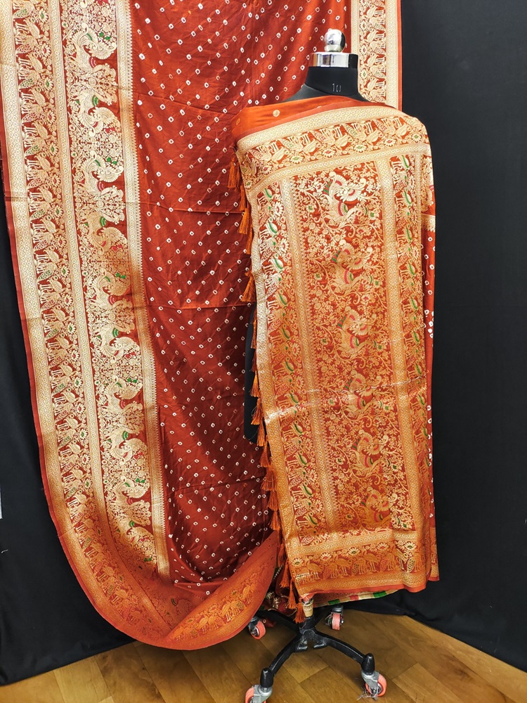 Bandhej Kanjivaram Silk Saree