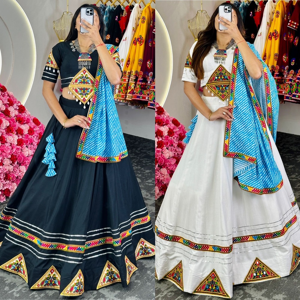 Festive Collection: Cotton Lehenga with Chain Stitch Work