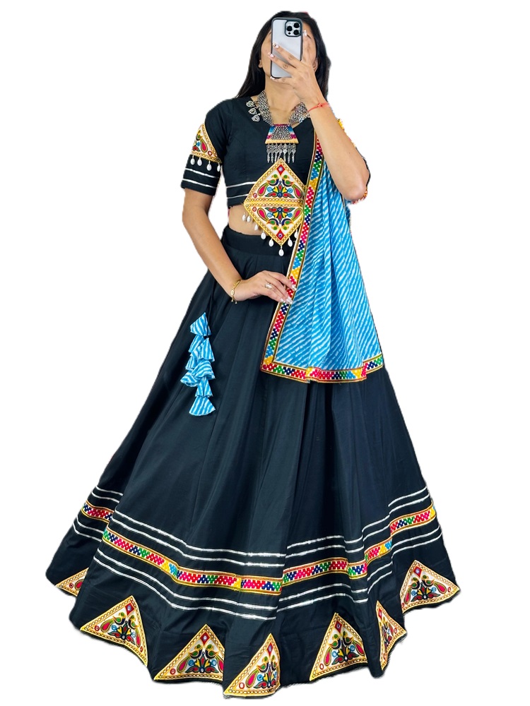 Festive Collection: Cotton Lehenga with Chain Stitch Work
